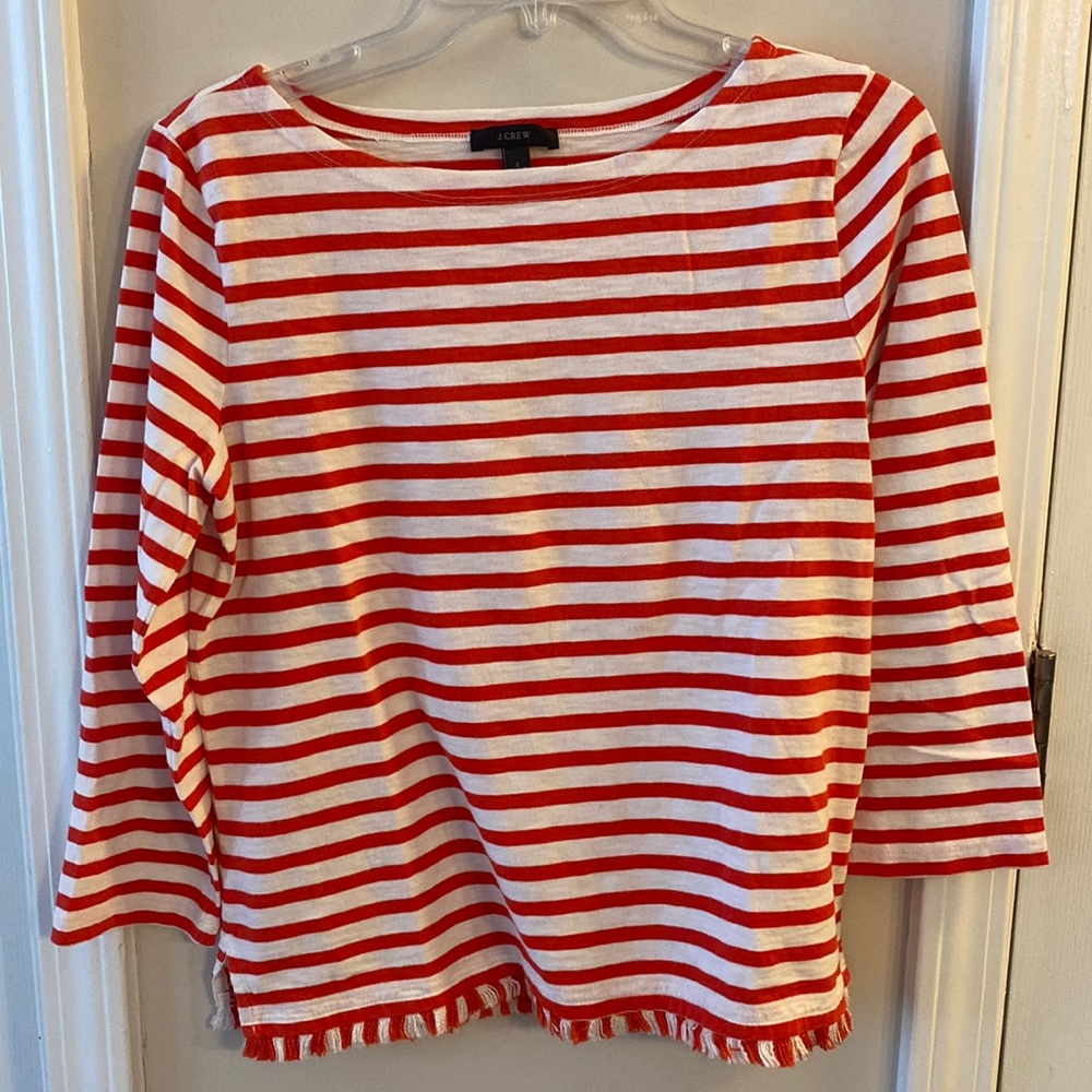 J. Crew Classic Striped Boatneck 3/4 Sleeve Tee
